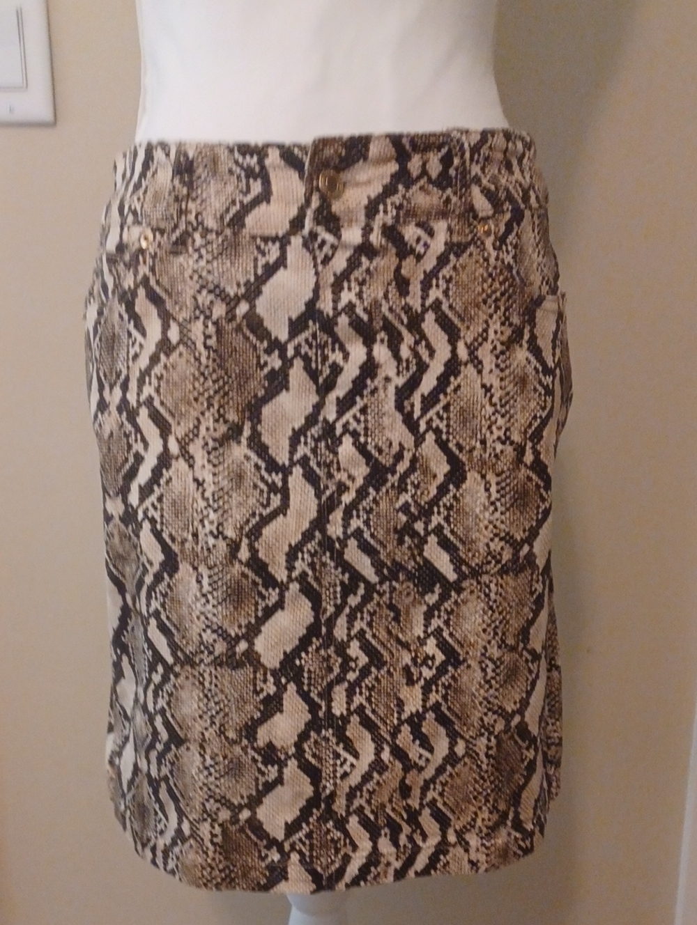Boston Proper Desert Python Print Pull-On Denim Skort